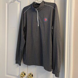 Johnnie-O CUBS Half Zip Gray Pullover Polyester Spandex, Size Large